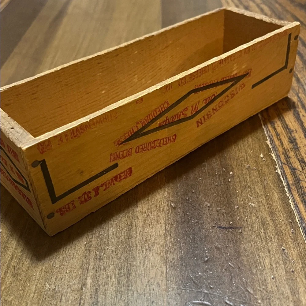 Wooden Wisconsin cheese Storage Box with Red Accents